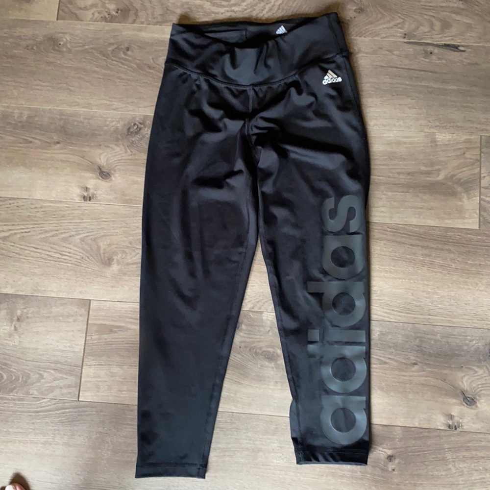 adidas Black Logo High-Waist Leggings